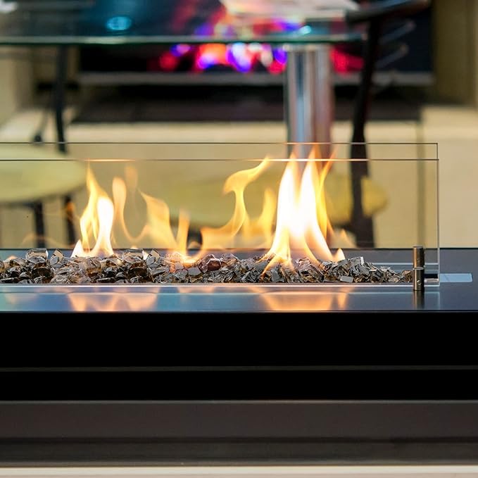 Onlyfire 10 lbs Fire Glass for Propane Fire Pit, 1/4-Inch High Luster Fireplace Glass Rocks for Fire Pit Table, Bronze