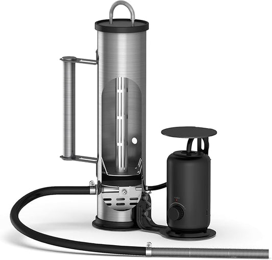 LAZYFOX Smoke Generator for Pellet, Portable Cordless Electric Outdoor Smoker Tube, Wood chips or mix, Hot or Cold Smoking Backyard BBQ, Fit Any Grill or Smoke (Silver black)
