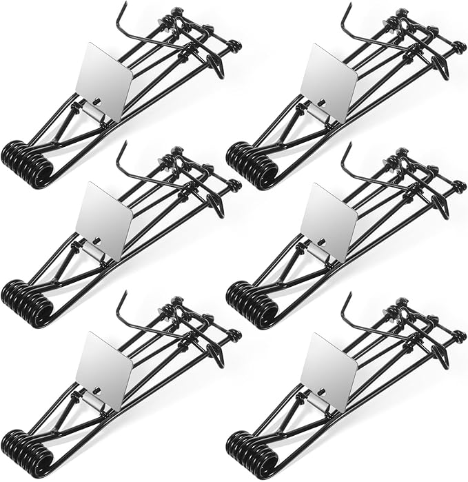 Mole Trap Gopher Trap Outdoor Metal Tactical Rat Vole Traps, Outdoor Reusable Gopher Killer Keep Moles Out of Yard Lawn Garden, Pack of 6, Black