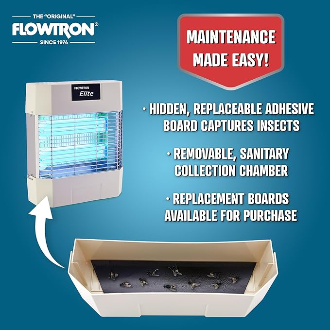 Flowtron Indoor Fly Killer | Electric Low-Voltage Bug Zapper for Gnats & Insects with 80W UV Light & Pheromone Lure, Stun Grid & Sticky Trap | 1200 Sq Ft for Kitchen, Restaurant & Barn, UL Certified
