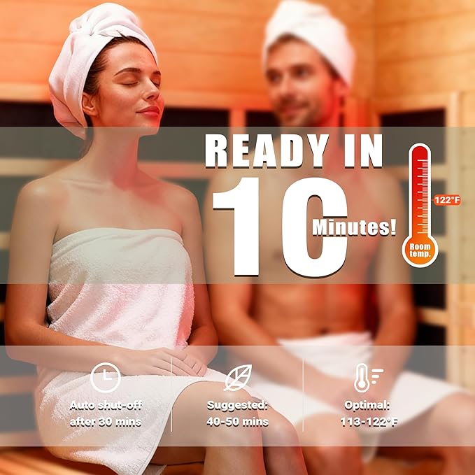 Polar Aurora 2- Person Infrared Sauna, Remotely Controllable Indoor Sauna, Low EMF 1500W/120V LCD Heater, WiFi & BT Control, 9-Color Light Therapy, Safe Flame-Retardant Material, Wood