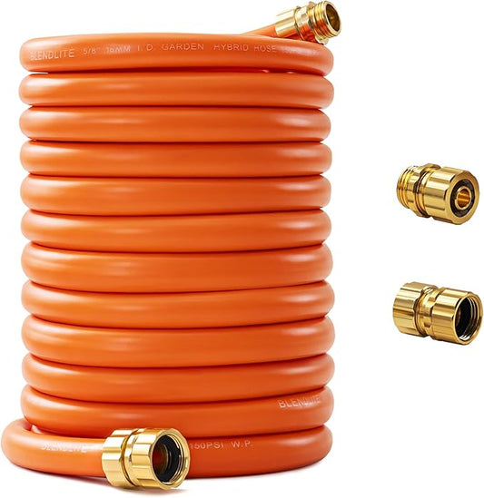 5/8" x 200ft Hybrid Garden Hose, Custom Length, -40°F to 150°, All-weather, NO Kink, Flexible, Leakproof water Hose With Additional Customizable Solid GHT Fittings