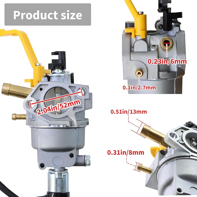 KIKITE Carburetor Compatible with Firman T07573 Tri Fuel Generator 9400 Watt 439cc Engine Carburetor Part# 375715509 490.131000.42F