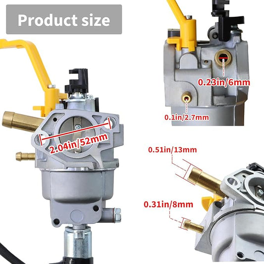 KIKITE Carburetor Compatible with Firman T07573 Tri Fuel Generator 9400 Watt 439cc Engine Carburetor Part# 375715509 490.131000.42F