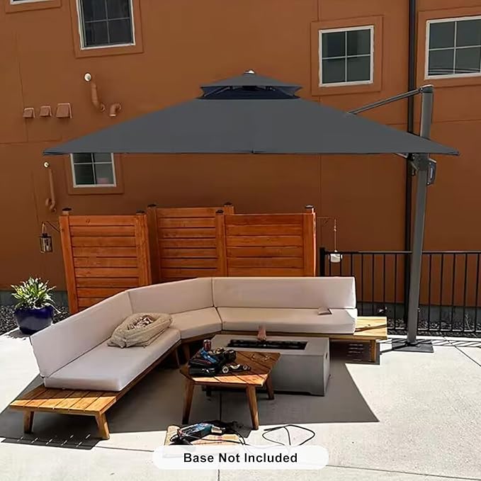 PURPLE LEAF 10ft Umbrella Outdoor Patio Square Umbrella Large Cantilever Umbrellas Windproof Heavy Duty Hanging Offset Umbrellas for Garden Deck Pool Patio, Graphite Grey