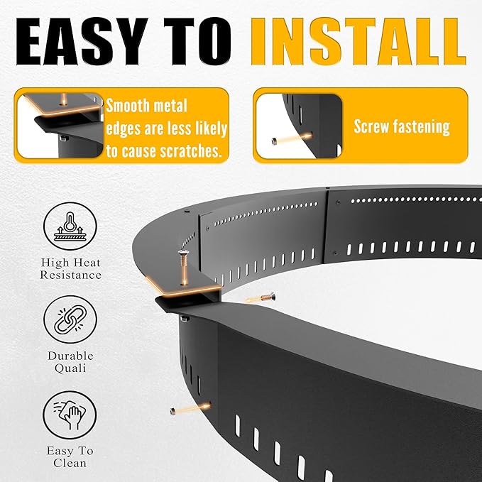 Smokeless Fire Pit Ring Insert - 48 Inch Outdoor Fire Pit Liner with Airflow Design for Efficient Burning, Durable Steel Construction, for Outdoor Camping