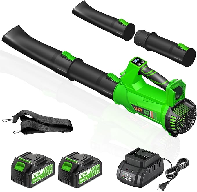 Electric Cordless Leaf Blower,540 CFM/170 MPH,Battery Powered with 2 x 6.0Ah Batteries,6-Speed & Turbo Mode,Lightweight for Lawn Care,Patio,Leaves,Dust