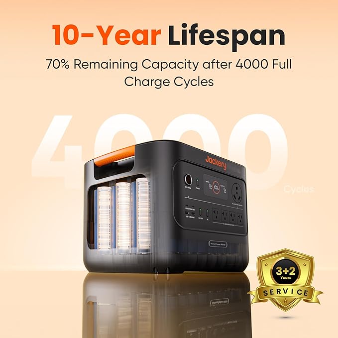 Jackery HomePower 3000 Portable Power Station with DC-DC Alternator Charger, 3600W (Surge 7200W) Output, 3072Wh LFP Solar Generator, Essential Backup for Home Use, Power Outage, Emergencies, RVs