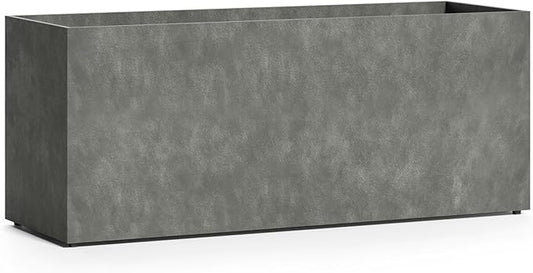 Semplito Grand Rectangular Planter – Grey Stone Finish – Fiberglass Indoor/Outdoor, Weather-Resistant XL Planter (59" L x 19.7" W x 23.6" H Exterior, 58.7" L x 19.3" W Interior)