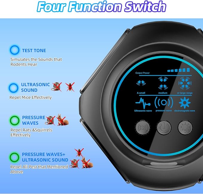 2026 New Mouse Repellent Ultrasonic Plug in Mice Repellent Indoor Control for Rodent Rat Mouse Mice Squirrel 3 IN1 Electronic Repellent Devices for House Garage Basement Attic 2 Pack