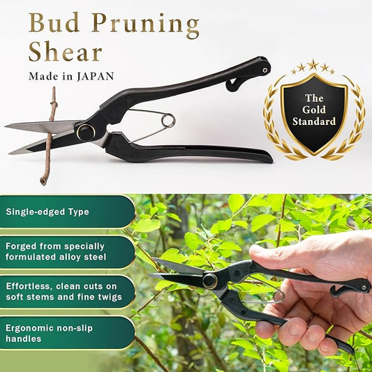 Professional Forged 8.2" Japanese Bud Cutting Pruning Shears Garden Flower Trimming Scissors Made in Japan (Single-blade)