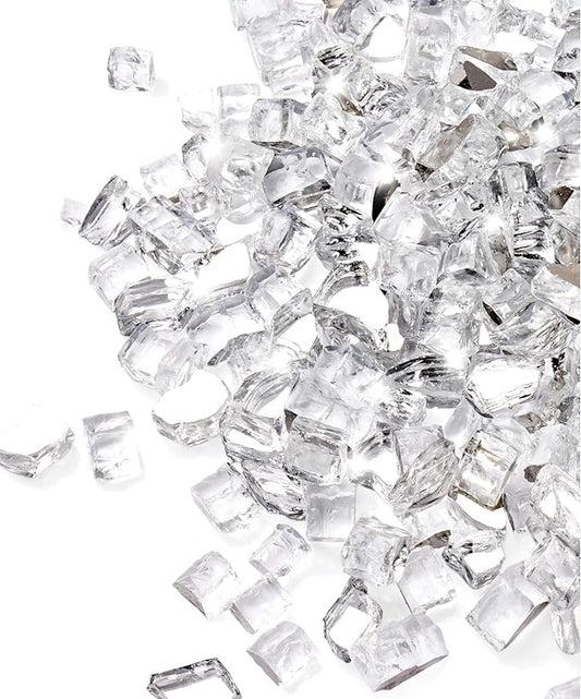 GASPRO 10 lbs Clear Fire Glass for Fire Pit Table, Reflective Gas Fireplace Glass Rocks, Gorgeous, 1/2 Inch