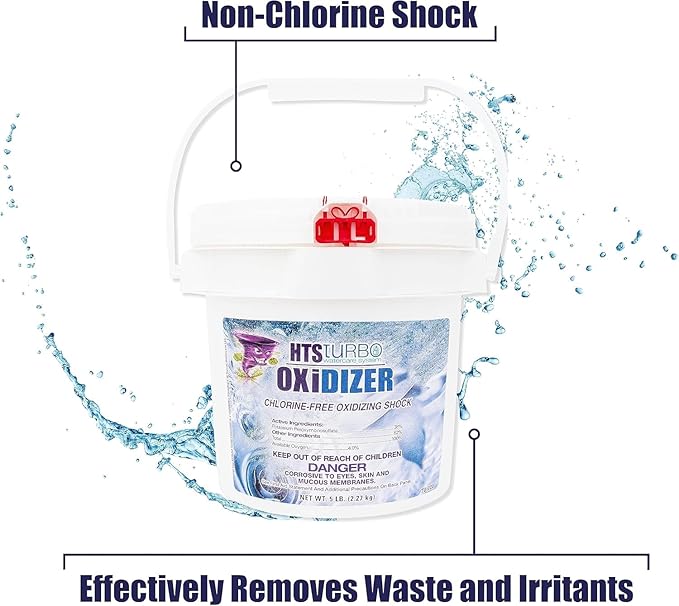 Oxidizer Shock for Pools, Hot Tubs & Spas - 5 lbs Made in USA | Fast-Dissolving Oxidizing Shock for Pool | Non Chlorine Pool Shock Treatment | Non Chlorine Shock for Pool Clears Water