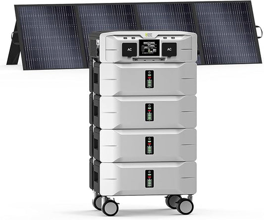 IEE 10.24kWh Portable Power Station SP5000 with 200W Solar Panel, 120/240V Solar Generator 5000W(Peak 9000W) AC Output, LFP Battery Generator for Home Use, Camping, Power Outages, RVs