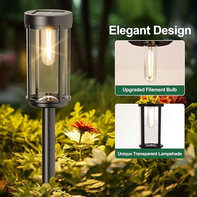 16 Pack Solar Lights Outdoor Waterproof for Garden Walkway Pathway Lawn Yard Decorative Modern Landscape Lighting. (Warm White Light, 16)