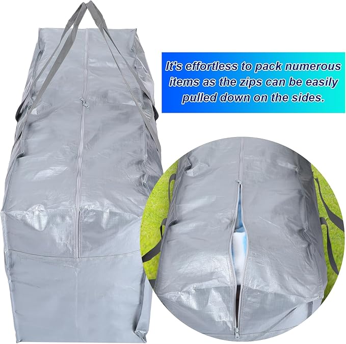 Windyun 4 Pack 57 Gallon Extra Large Storage Bags XXL Moving Bags with Zipper Handles Heavy Duty Jumbo Big Tote Box for Christmas Tree Storage 4, 5, 7.5, 9, 10, 12 ft Skeleton College Dorm(Silver)