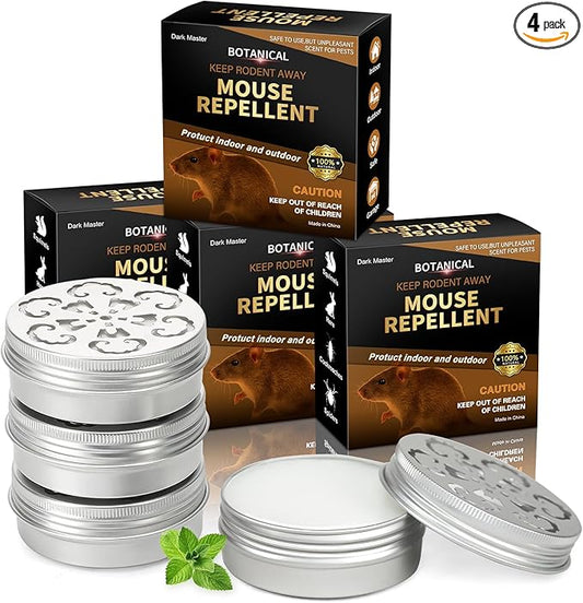 Rodent Repellent for Car Engines,4 Pack Mouse Repellent Peppermint Oil - Keep Mice Out of Home,Car,Garage & Attic, Safe for Humans and Pets