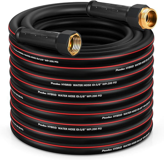 Garden Hose 75ft x 5/8", NON-EXPANDABLE Heavy Duty Premium Flexible Water Hose, No Kink, Leakproof, Lightweight Hybrid Hose with Male to Female Fittings for Household&Backyard