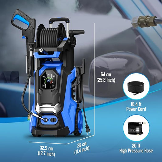 Pressure Washer with Touch Screen, 5000PSIIMAX Power Washer, Foam Cannon and 4 Quick Connect Nozzles, High Pressure Cleaning Machine for Cars/Fences/Driveways