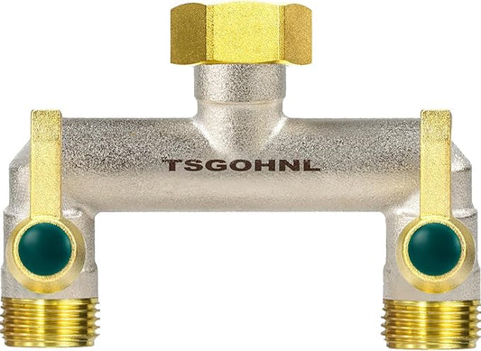 3/4 Inch Garden Hose splitter,Designed for installing multiple irrigation system timers, Suitable for high water pressure faucet manifolds,Freeze and rust resistant high flow 2 way valve