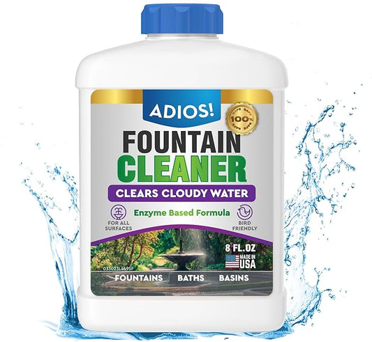 Fountain Cleaner and Clarifier for Outdoor and Indoor Fountains – Safe for Plastic, Metal, Glass and Stone (8oz)
