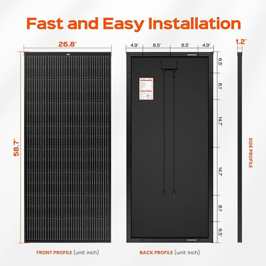 RICH SOLAR 200 Watt Black 12 Volt Moncrystalline Solar Panel High Efficiency Solar Module for RV Trailer Camper Marine Off Grid