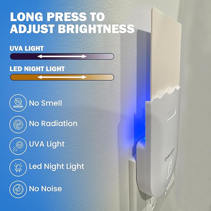 Flying Insect Trap with UV Light - 5 Refills Included - 24/7 Continuous Catch for House Flies, Fruit Flies & Gnats