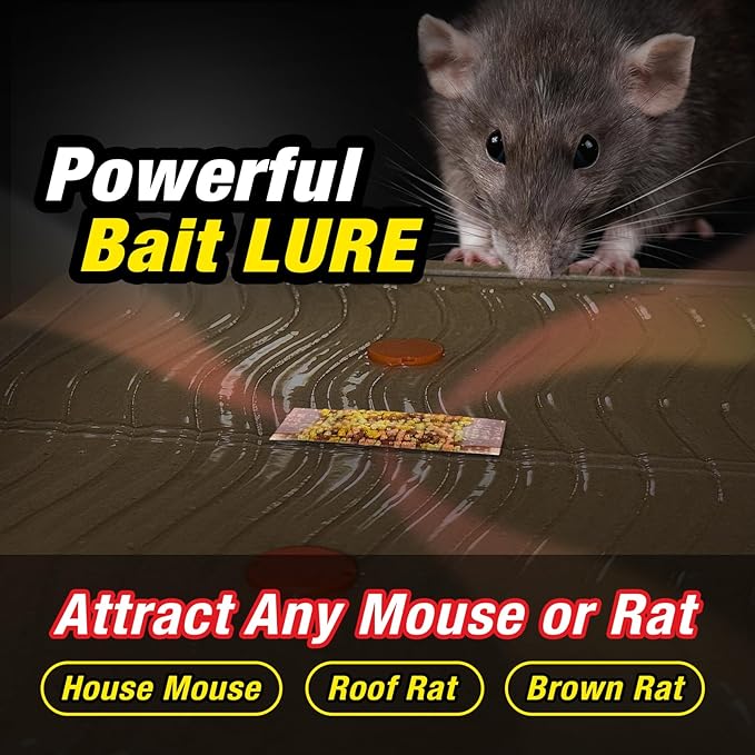 HOY HOY Rat & Mouse Glue Transformable Trap with Lure – 5 Traps, Clever Foldable Design for Indoor Use, Super Sticky Wavy Glue with Food-Based Lure Bag, Made in Japan