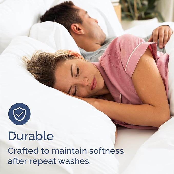 Bulk Case Pack of 10 Sheet Sets - Complete 6 Piece Sheet Sets - Bulk Full Size Bedding - Wholesale Case Pack for Hotels, Spa & Airbnbs - Deep Pocket & Wrinkle Free - Cooling & Breathable - Full, White