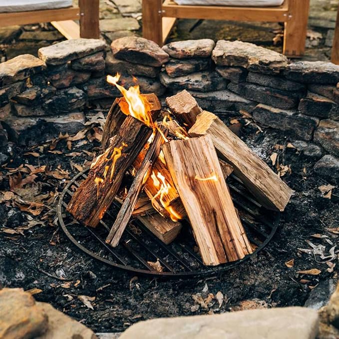 TITAN GREAT OUTDOORS Ash & Ember Round 36in Fire Pit Grate, Heavy Duty 1/2in Steel Elevated Log Wood Pit Grate, Burning Fireplace and Firepits