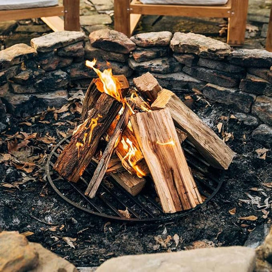 TITAN GREAT OUTDOORS Ash & Ember Round 36in Fire Pit Grate, Heavy Duty 1/2in Steel Elevated Log Wood Pit Grate, Burning Fireplace and Firepits