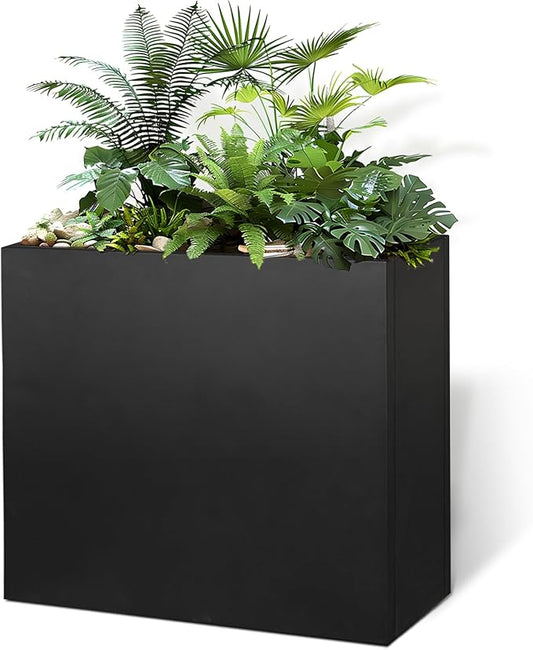 Black Steel Metallic Heavy Planter 30" x 12" x 24" for Outdoor Plants Metal Long Outdoor Planter Spliced Flower Box with Partitions for Outside,Indoor,Garden (Black, 30 * 12 * 24)