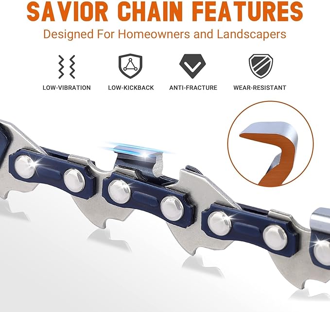 Savior 6 Inch Chainsaw Chain 3/8" LP Pitch .043" Gauge, 28 Drive Links Fits Milwaukee 2527-20 M12 Fuel Craftsman CMCCSL621D1 Remington Branch Wizard 6" Pole Saws & Chainsaws - R28 (4 Chains)