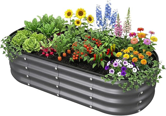 4x2x1 FT Raised Garden Bed, Metal Planter Box Outdoor, Planters for Outdoor Plants, Flower, Vegetables, Herbs (Dark Gray,1PC)