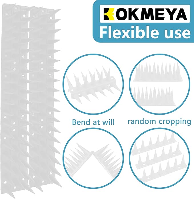 Bird Spikes,Clear,12 Pack Bird Deterrents for Outside,Keep Raccoon Squirrel Pigeon Away,Fence Spike for Garden Patio
