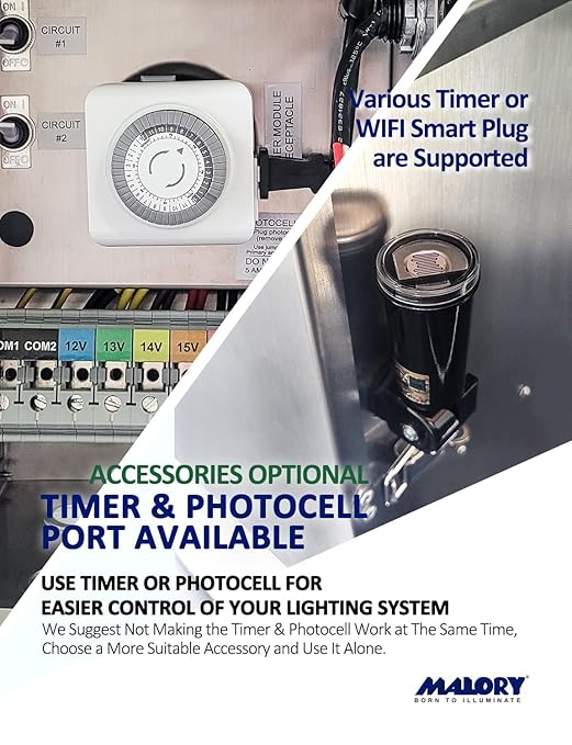 MALORY 300W Wi-Fi Low Voltage Transformer with 3 Zones for Landscape Lighting,2.4Ghz Smart 120V AC to 12V/13V/15V Multi-Tap Waterproof Power Supply for Outdoor Landscape Lights,Yard Lights,Garden