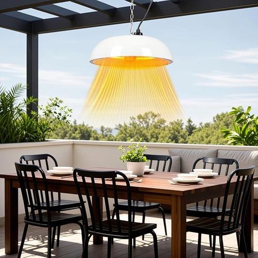 Infrared Electric Patio Heater, 1500W Outdoor Heaters for Patio with Overheat Protection,1500W Hanging Ceiling Mounted Infrared Patio Heater with IP55,Cord-Free Design (white)