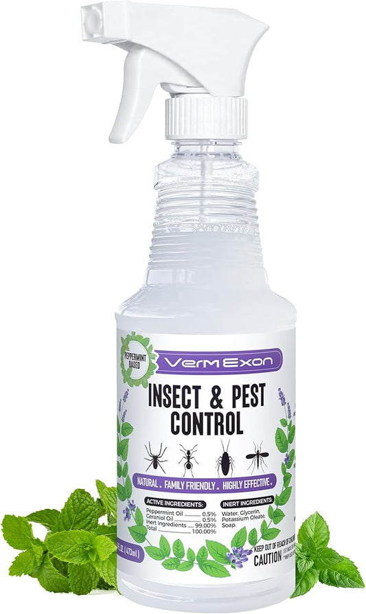 Peppermint Oil Insect & Pest Control Spray – 16oz Natural Plant-Based Bug Killer for Spiders, Ants, Flies, and Other Insects, Safe for Home & Kitchen Use