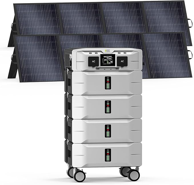 IEE 10.24kWh Portable Power Station SP5000 with 2x200W Solar Panel, 120/240V Solar Generator 5000W(Peak 9000W) AC Output, LFP Battery Generator for Home Use, Camping, Power Outages, RVs