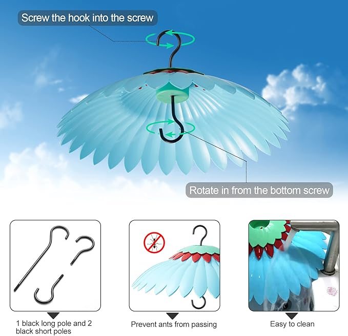 Beserie Squirrel Baffle,Hang from Bird Feeders for Outdoors Squirrel Proof, Protect Feed Green Dome Attract Hummingbirds, Moat Proof, Easy to Clean-14inch(Blue)