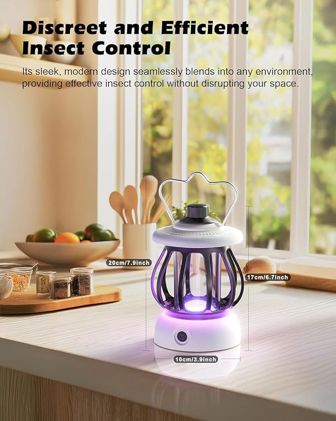 Flying Insect Trap, Fruit Fly Traps for Indoors & Outdoor Rechargeable, Quite Operation Fly Trap (1Device + 7Refills)
