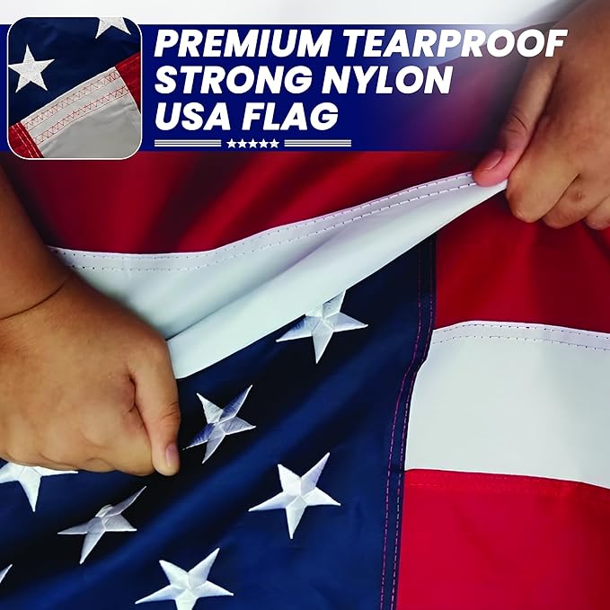 Premium American Flag - 5' x 8'– Hand-Stitched Detail & Embroidered Stars | US Sourced Materials | Built with Pride in the US