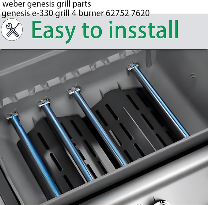 RESTTIME Replacement Parts Kit for Weber Genesis E-330 4-Burner Grill – Porcelain Enamel Flavorizer Bars & Heat Deflectors (62752/65505) – Compatible with 2011-2016 Genesis 300 Series