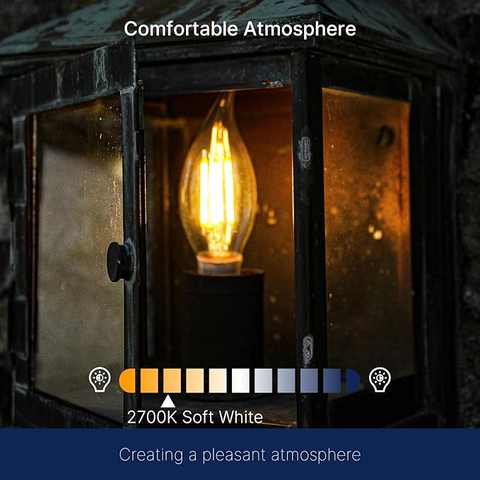 FLSNT Candelabra LED Light Bulbs, CA11 LED E12 Chandelier Light Bulbs 100W Equivalent, 2700K Soft White, 800LM, 5.5W, CRI82+, AC 120V, 12 Pack, Dimmable UL,CA65 Listed.