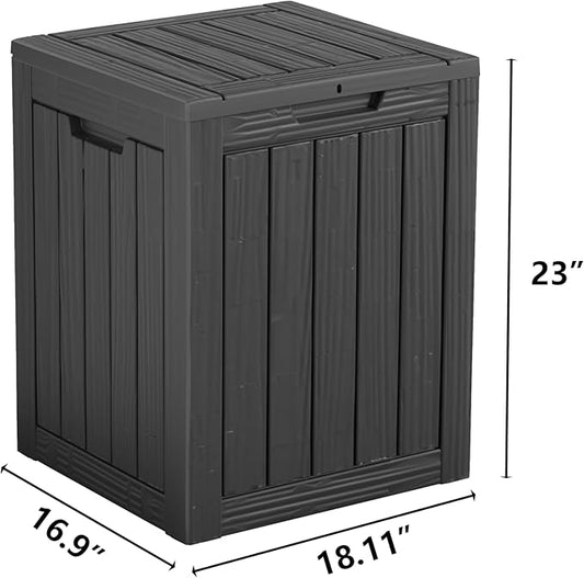 Mersco 28 Gallon Double-Wall Resin Deck Box - Lockable Waterproof Outdoor Storage Box, 151lbs Capacity & Doubles as Seating for Patio Furniture - Garden Tools, Pool Accessories （Black）