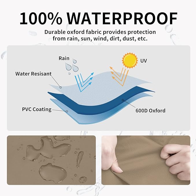 Easy-Going Waterproof Outdoor Couch Cover, Heavy Duty Deep 3-Seater Patio Sofa Cover, Winchdproof Outdoor Furniture Cover with Air Vent （88Wx40Dx33H inch,Camel/Dark Brown
