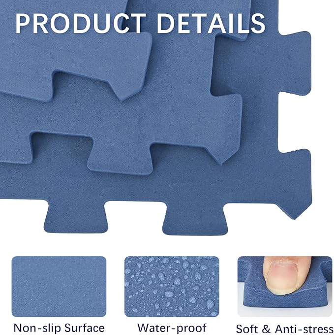 tonchean 77 Inch Round Hot Tub Mat for Inflatable Tub,1/2" Thicken Hot Tub Pad Foundation for Inflatable Tub Eva Foam Padding for Outdoor Hot Tubs Non Slip Pool Spa Pad Game Camping Mat(Blue)