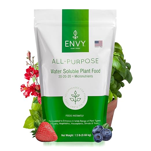 ENVY All-Purpose Plant Fertilizer, 1.5 Pound - Makes 150 Gallons, for Indoor and Outdoor Plants, Pet Safe, Water Soluble, Made in USA