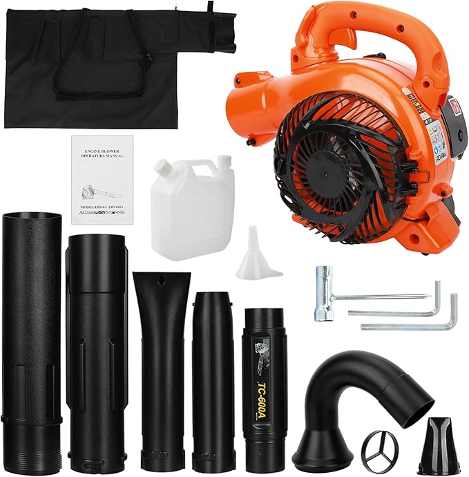 Lefitap Gas Leaf Blower - Blowing & Suction, 2 in 1 Light Handheld Leaf Blower 26CC 424 CFM 2-Cycle - with Straight and Curved Blow Pipe, Powerful Gas Powered Snow Blowers for Lawn Care