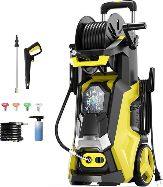 Pressure Washer with 4 Quick Connect Nozzles,Inlet Hose & Filter, Foam Cannon for Cars/Fences/Driveways Cleaning